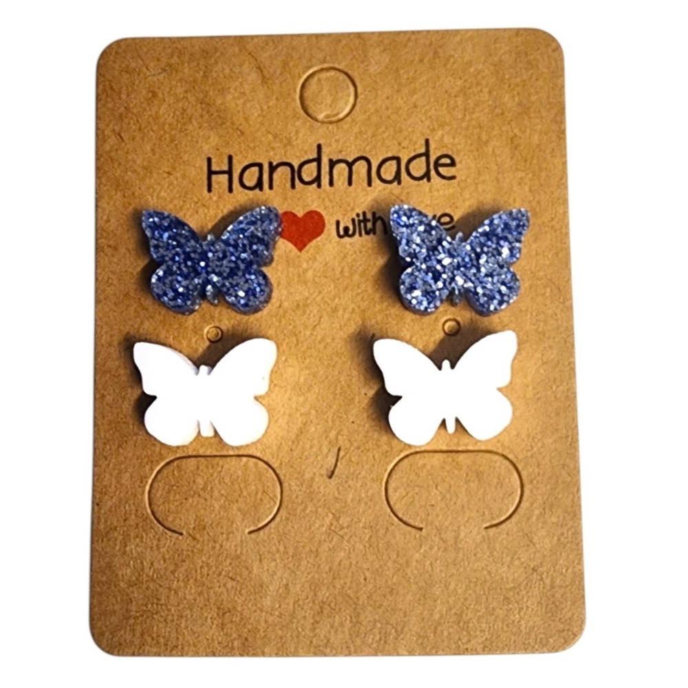 Blue Frostflutter Acrylic Stud Earrings - 2 Pair